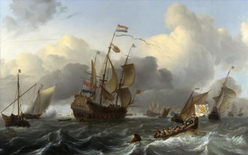 El Eendracht y una flota holandesa de hombres de guerra ante los barcos de guerra Wind Pinturas al óleo